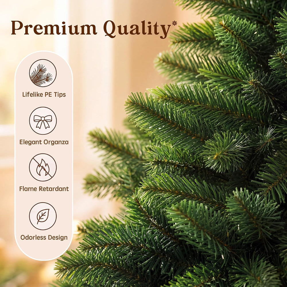 LUCKLIFE 6 ft Artificial Christmas Tree, Full PVC Unlit Christmas Tree with C...