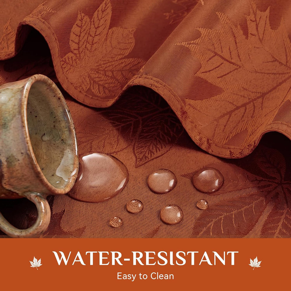 Softalker Fall Jacquard Rectangle Tablecloth, 60 x 144 Inch Rust