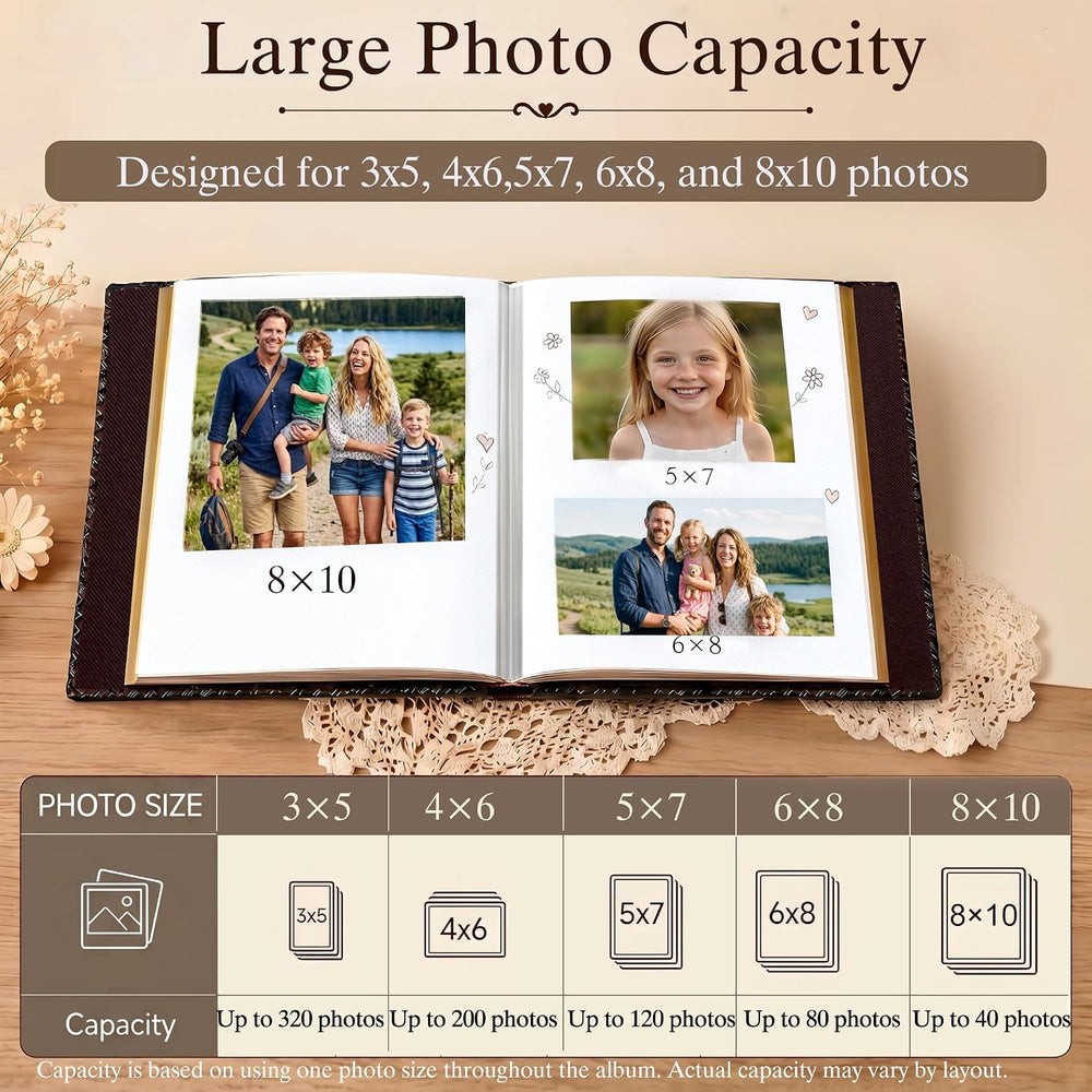 Dark Brown Large Self-Adhesive Photo Album, PU Leather Cover
