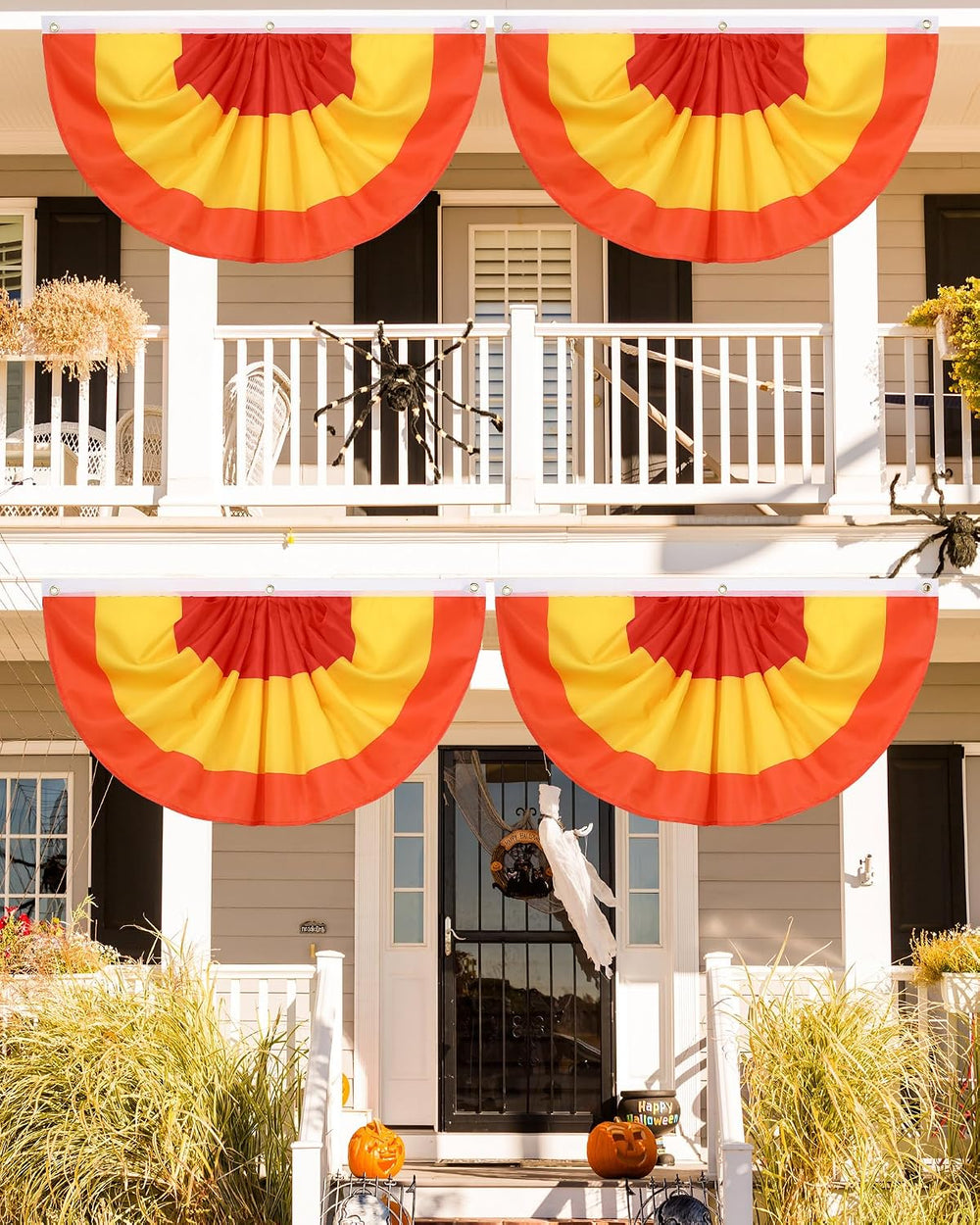 4 Pcs 3 x 6 ft Orange Fall Thanksgiving Flag Buntings for Outside