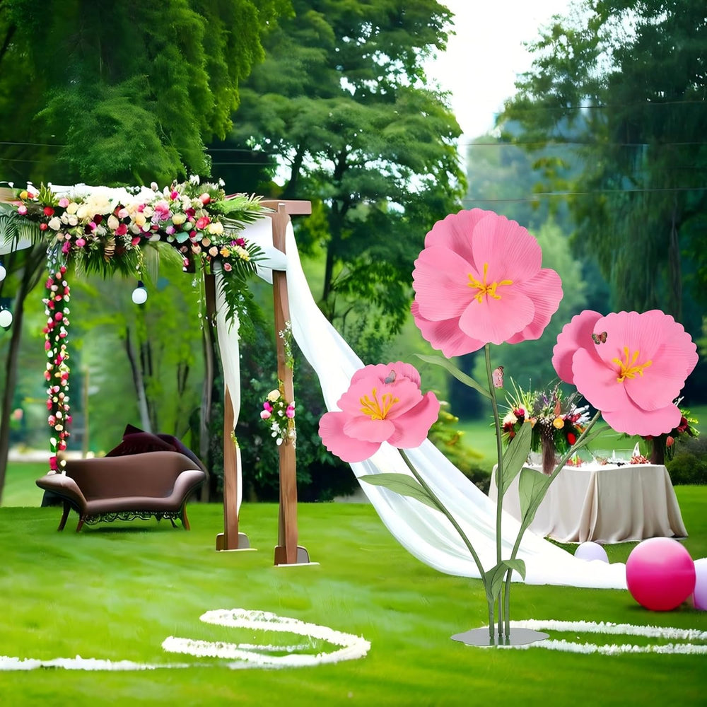 3Pcs Giant Flowers for Decoration Large Standing Flower with Stem and Stand