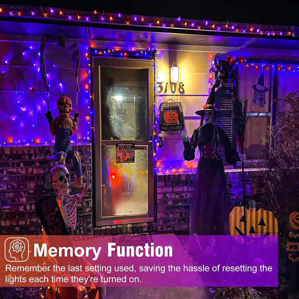 2 Pack Halloween Lights, Total 200FT 600 LED Outdoor String Lights