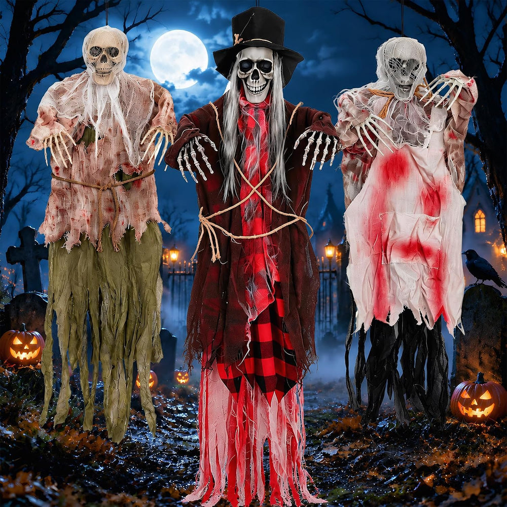3 Pack Halloween Hanging Skeleton Decorations Outdoor Indoor Porch Tree