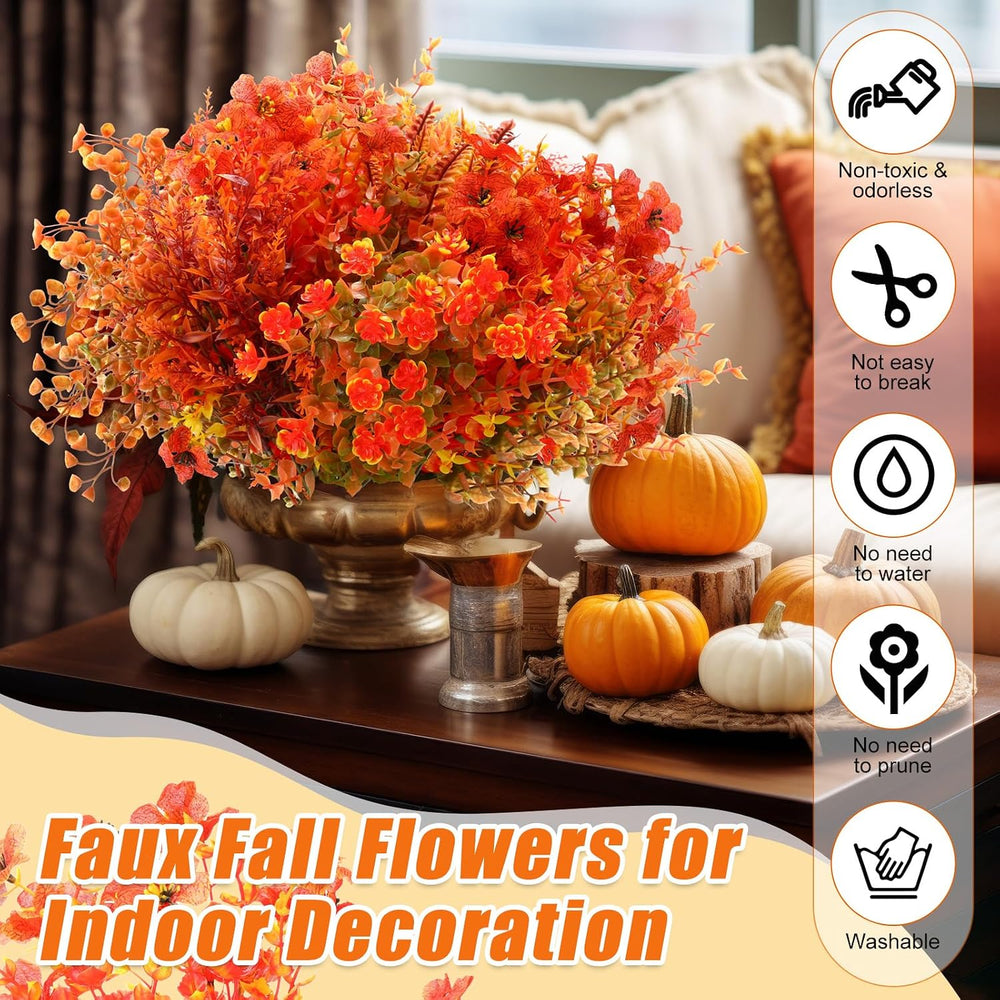 Mimorou 100 Bundle Fall Artificial Flowers Bulk for Outdoor UV Resistant