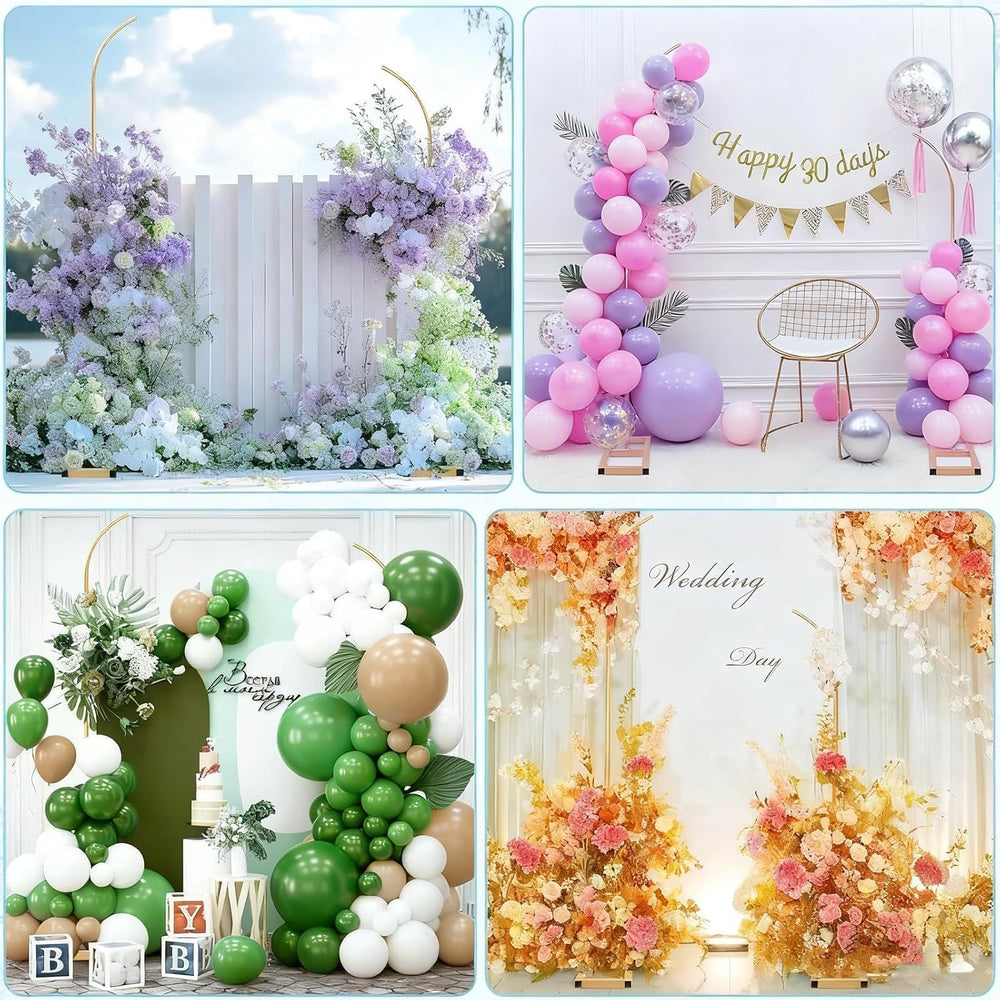 7.9FT&6.7FT Half Arch Balloon Stand with Base, Metal Wedding Arch Stand