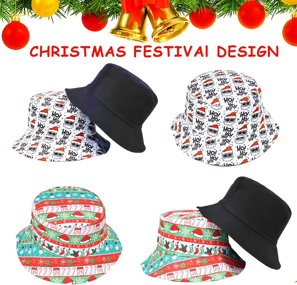 6 Pack Funny Christmas Hats, Novelty Christmas Party Bucket Hats, Santa Hats,...