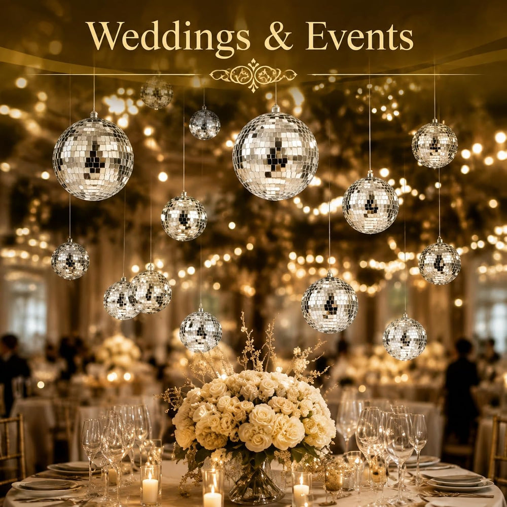 Funtery 100 Pcs Disco Balls Bulk Silver,1.2'',1.6'',2'