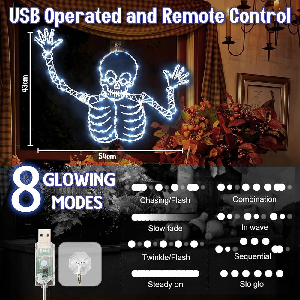 21Inch Halloween Skull Window Lights Skeleton Timer Window Light Decor