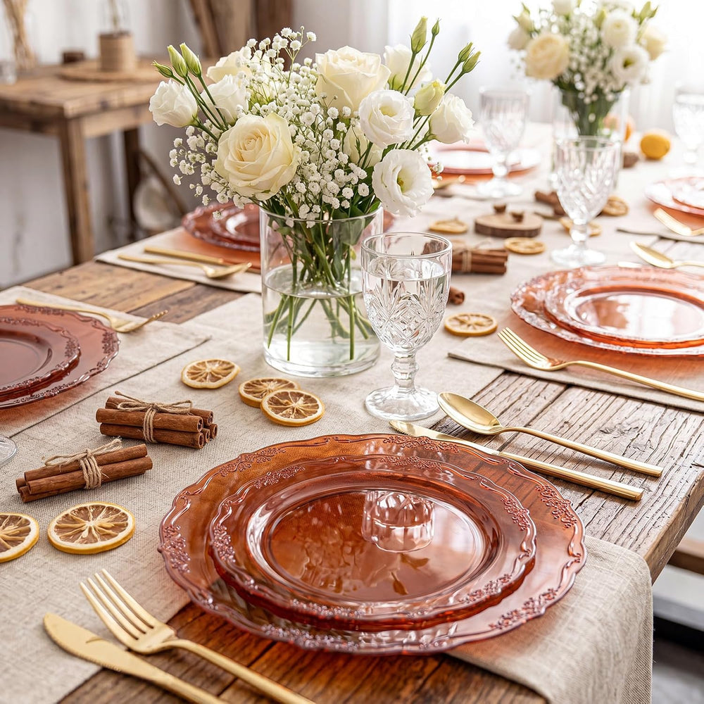 100PCS Amber Plastic Plates, 7.5 Inch Disposable Dessert Plates