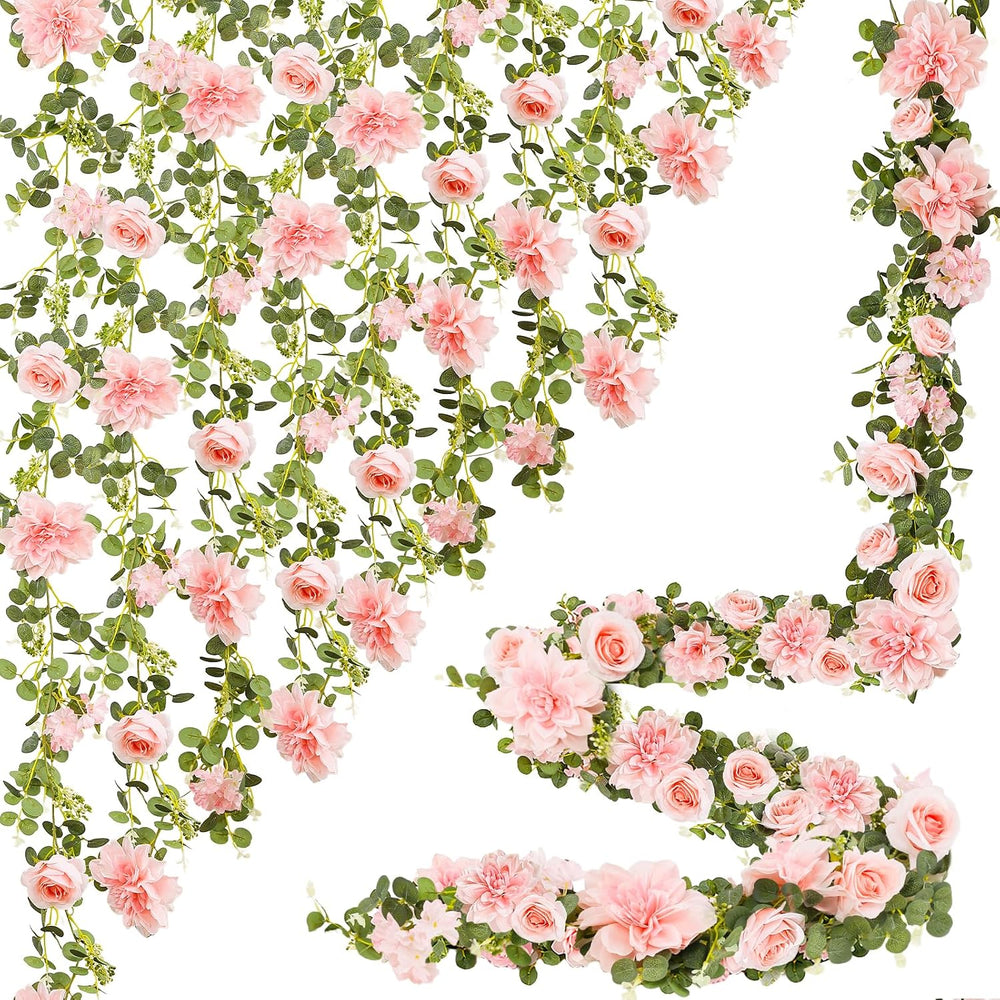 Findosom Total 12.4Ft Artificial Flowers Garlands for Decoration, Pink