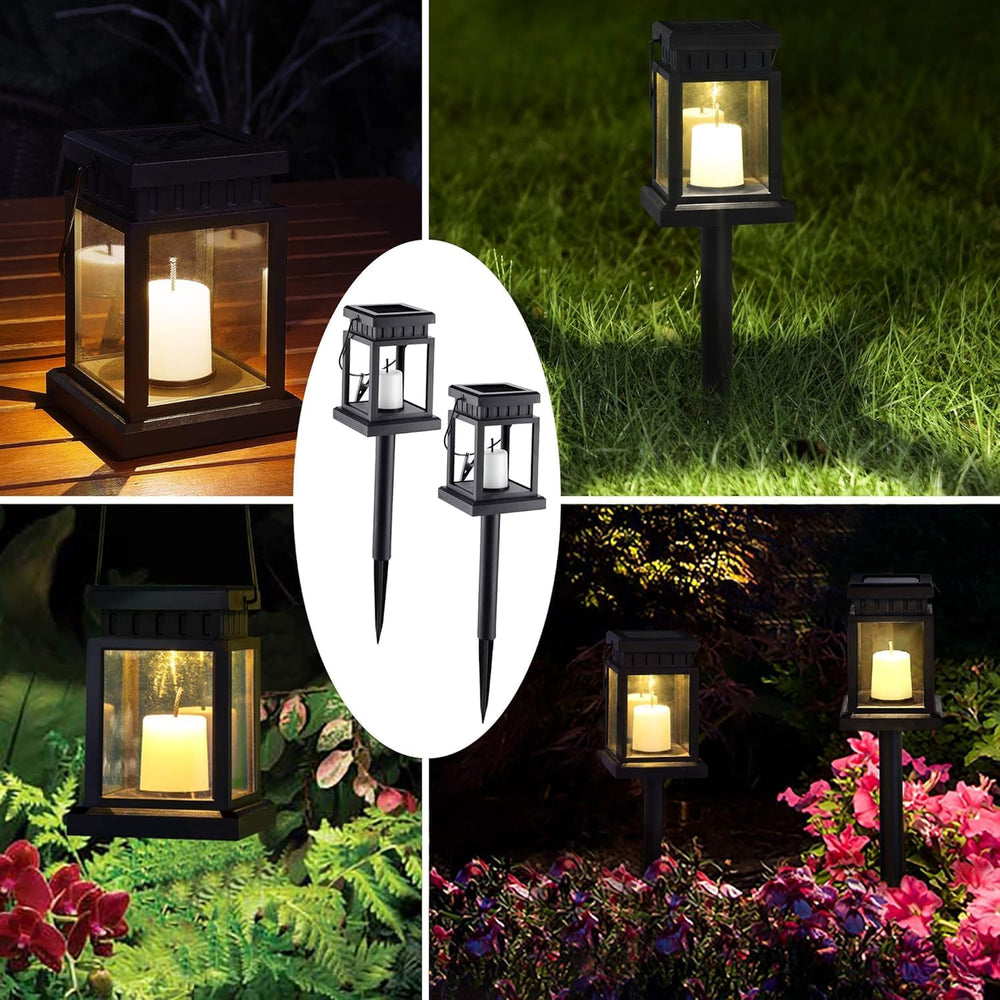 GIGALUMI 8 Pack Solar Hanging Lantern Outdoor, Candle Effect Light