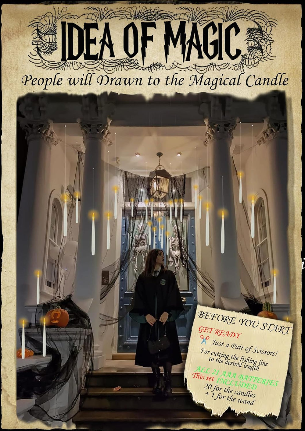 Floating Candles with Wand & 13 AAA Batteries Magic LED Flickering-12PCs