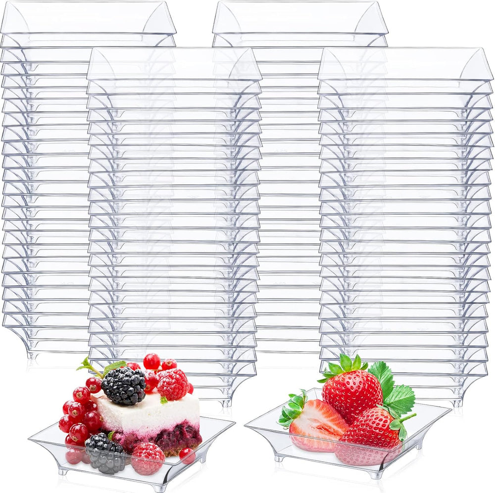300 Pcs 2.4'' Clear Mini Dessert Plates 1oz Square Appetizer Plates