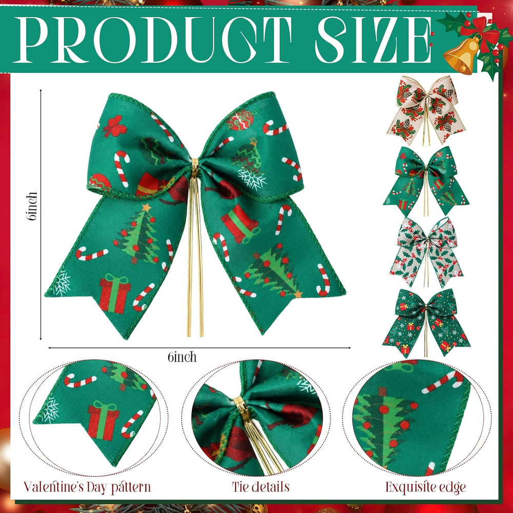 Daifunli 48 Pcs 6 Inch Christmas Bows for Wreaths
