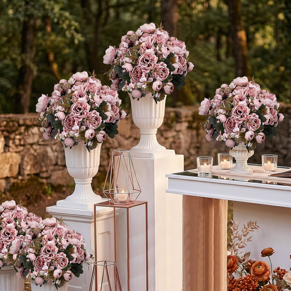 Peonies Artificial Flowers - 8 Bundles, Pink