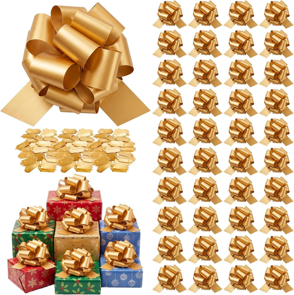 WILLBOND 100 Pcs 5 Inch Christmas Pull Bows Wrapping Gift Bows with Ribbon Pr...