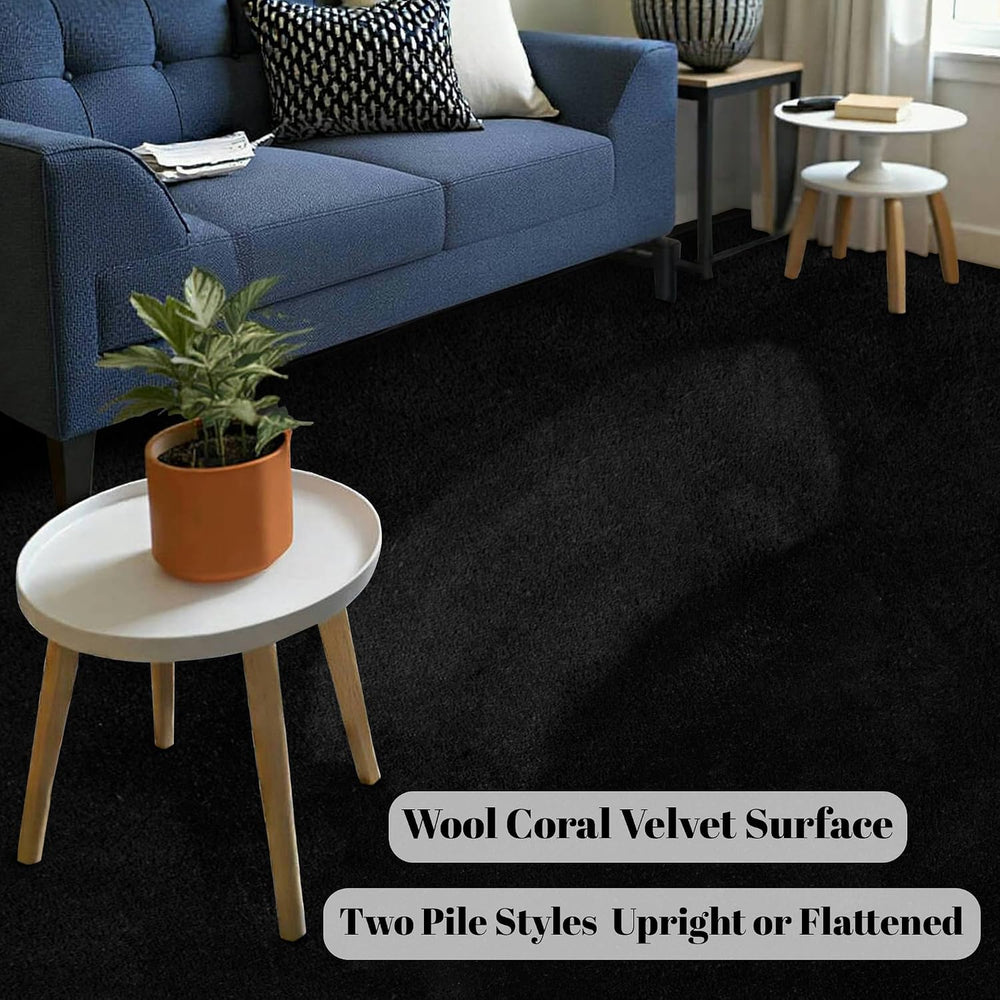 2x6 Black Memory‑Foam Runner Rug, Thick Modern Indoor Carpet for Hallyway
