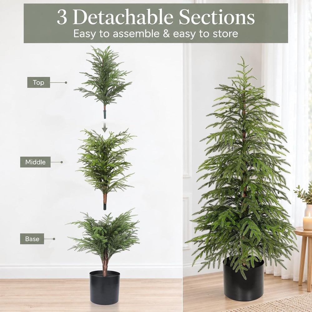 4FT Norfolk Pine Christmas Tree, Soft Touch Potted Artificial Trees