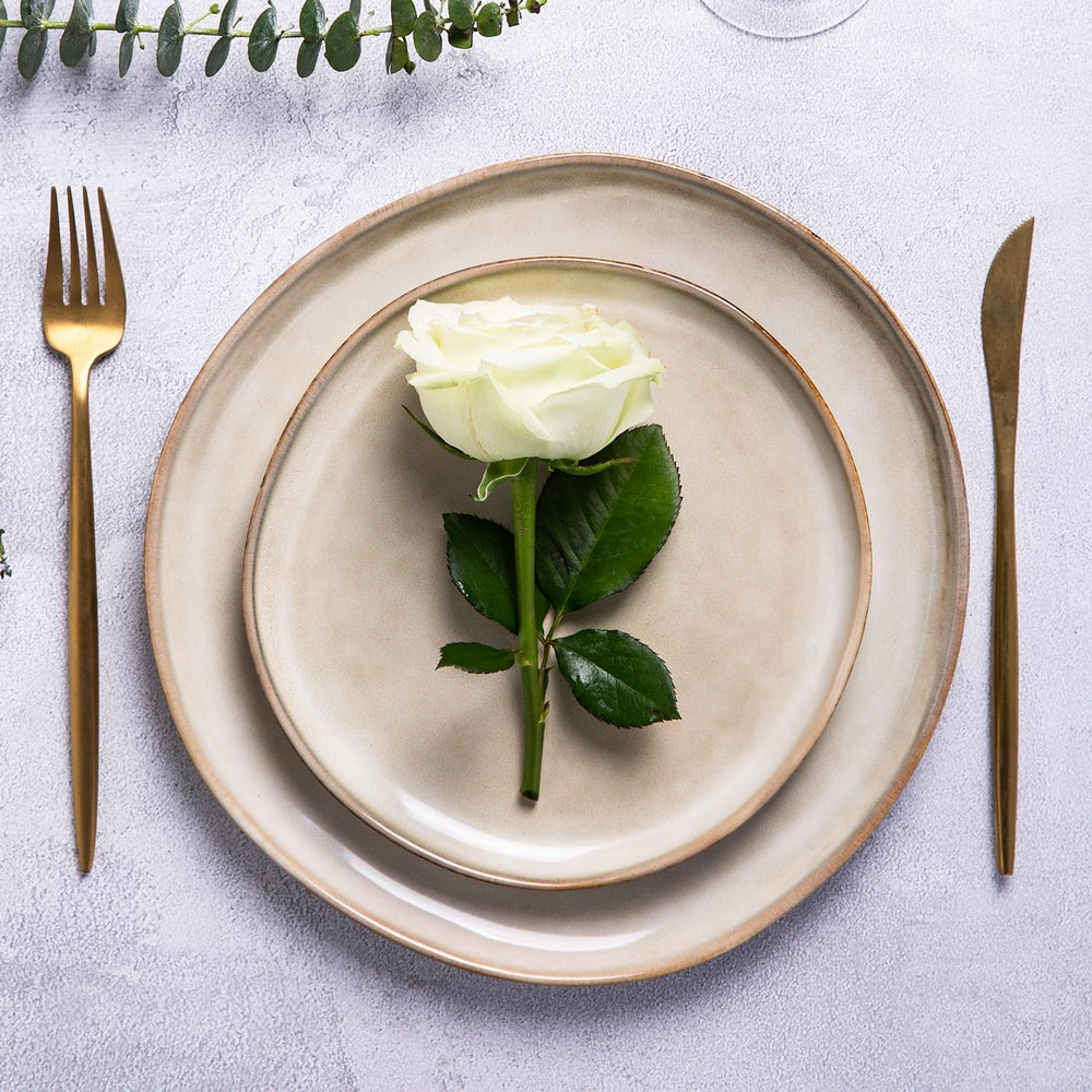 AmorArc Ceramic Plates Set of 6,8.5 Inch Stoneware Small Dinner Plates Set