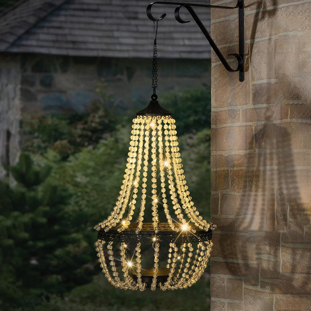 BAYN 28” Hanging Solar Chandelier Outdoor Lantern