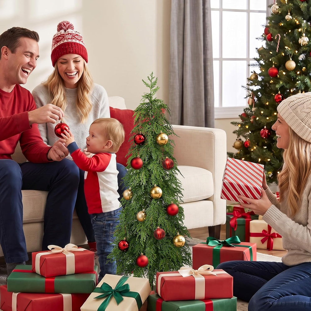 4Ft Artificial Skinny Christmas Tree, Unlit Slim Pencil Xmas Tree