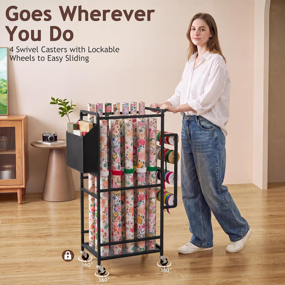 Nyamofly Wrapping Paper Storage Cart, Wrapping paper organizer storage