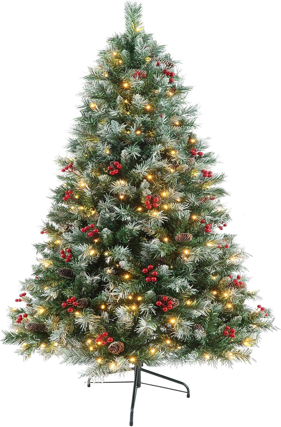 Artificial Christmas Tree with Lights 6ft, Pre-Lit Spruce Realistic Holiday