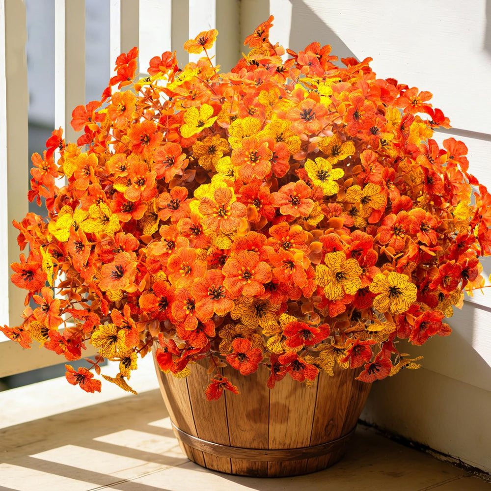 Grunyia 20 Bundles Artificial Outdoors Flowers (Yellow Orange)