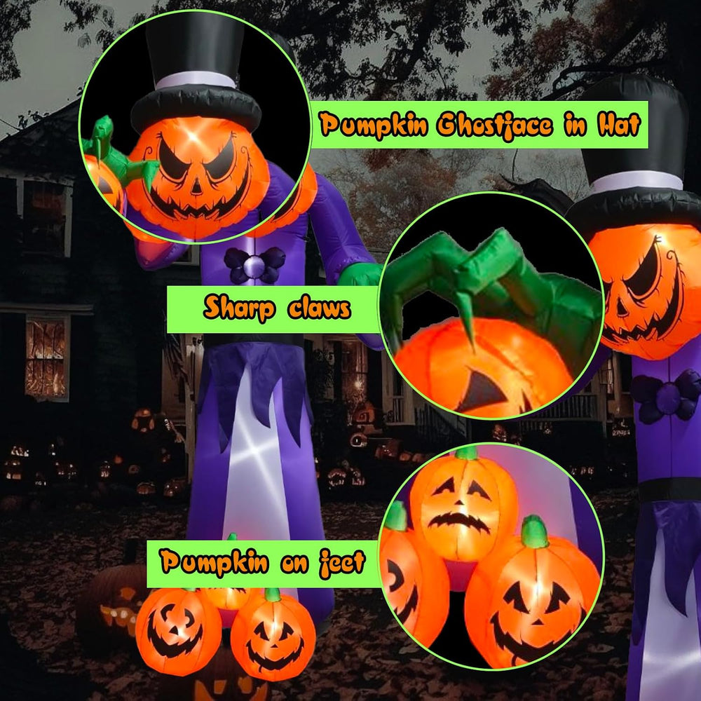 11FT Giant Halloween Inflatable Pumpkin Grim Reaper with LEDs