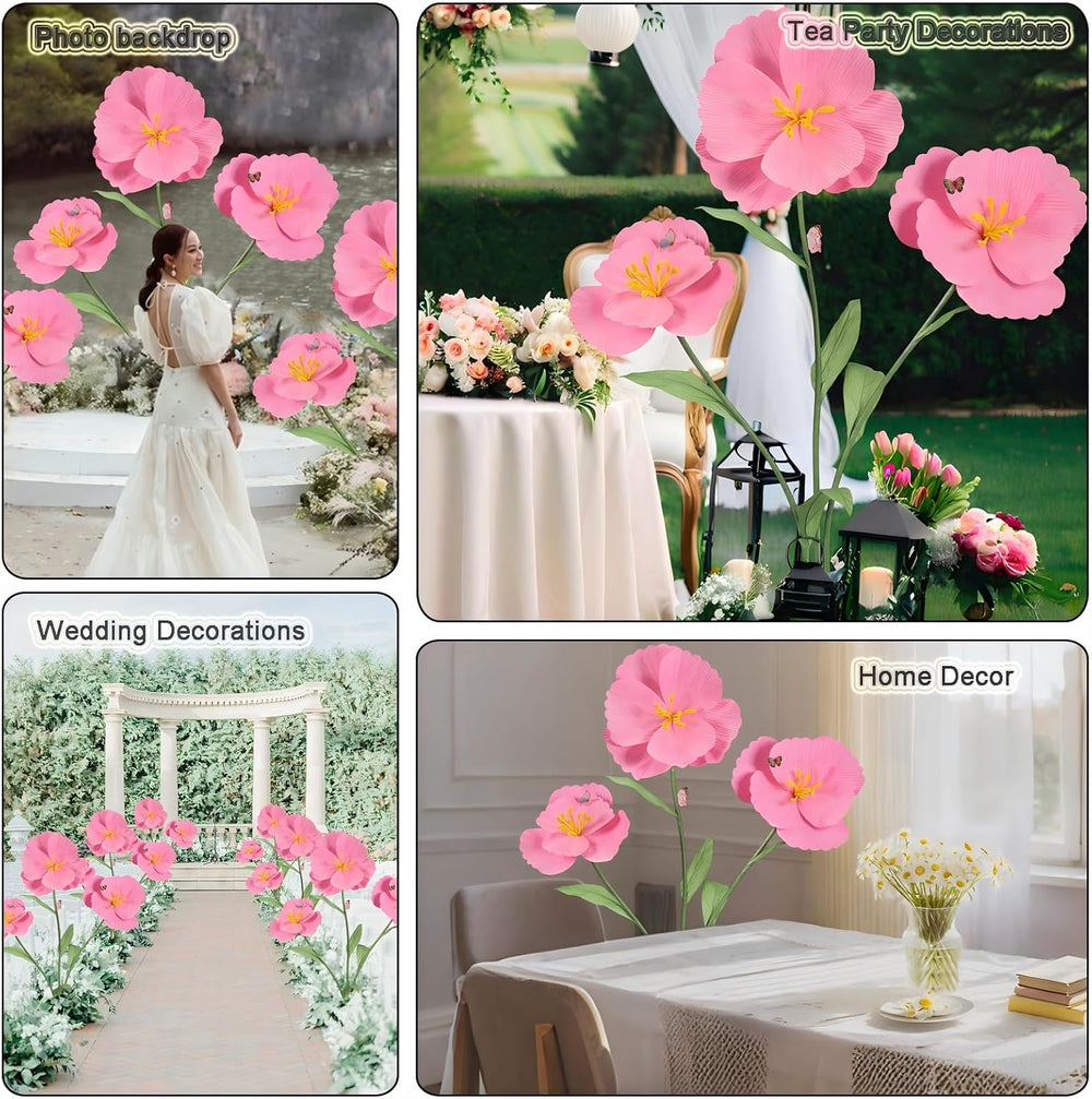 3Pcs Giant Flowers for Decoration Large Standing Flower with Stem and Stand