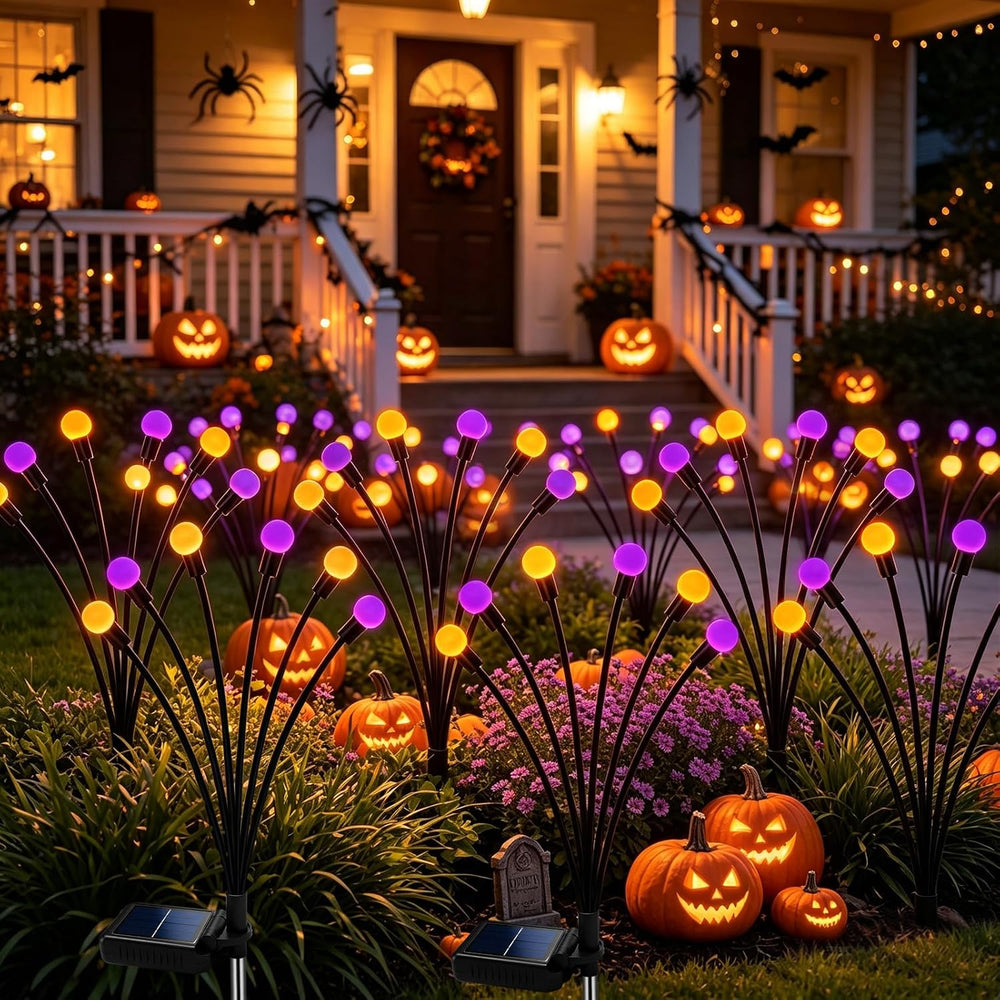 VOOKRY 6 Pack Halloween Decorations Outdoor, 36 LED Solar Firefly Lights Outd...