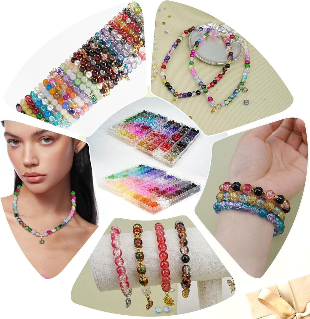 Hanyoung 8mm Glass Beads for Bracelet Making Kits, 96 Colors 2900 pcs