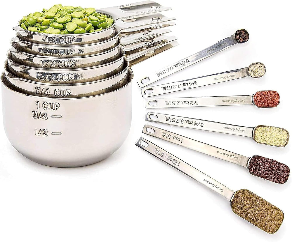 Simply Gourmet Measuring Cups & Spoons Set of 12, 18/08 Stainless Steel K...