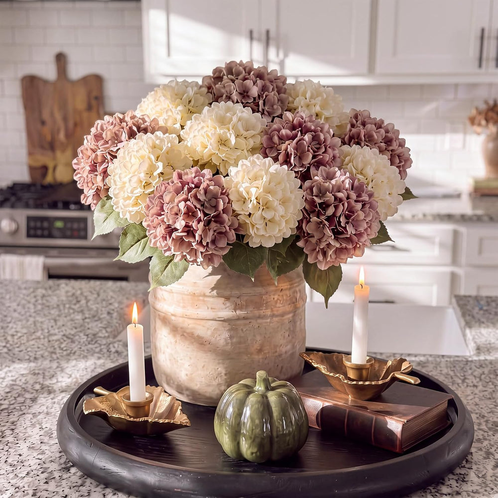 12 Pcs Fall Hydrangea Flowers Artificial Silk Pick for Wreath Vase