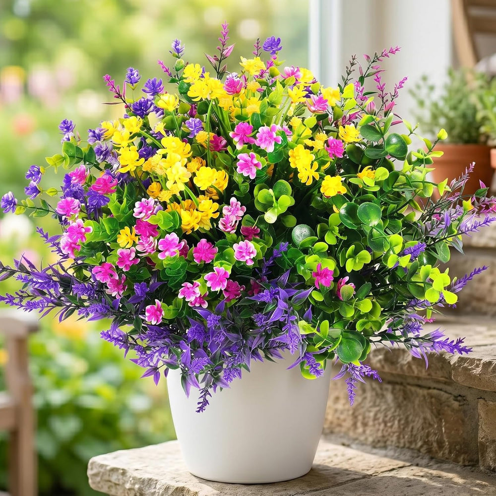 Hananona 48 Pcs Artificial Flowers Outdoor, Faux Artificial Plants UV Resista...