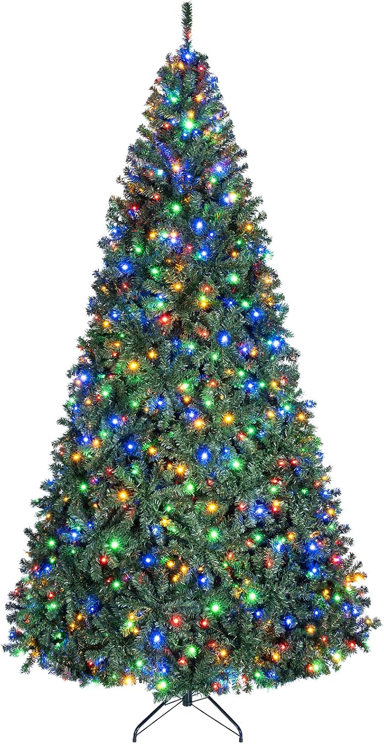 Goplus 9ft Pre-Lit Christmas Tree with 1000 Lights, 11 Light-Mode