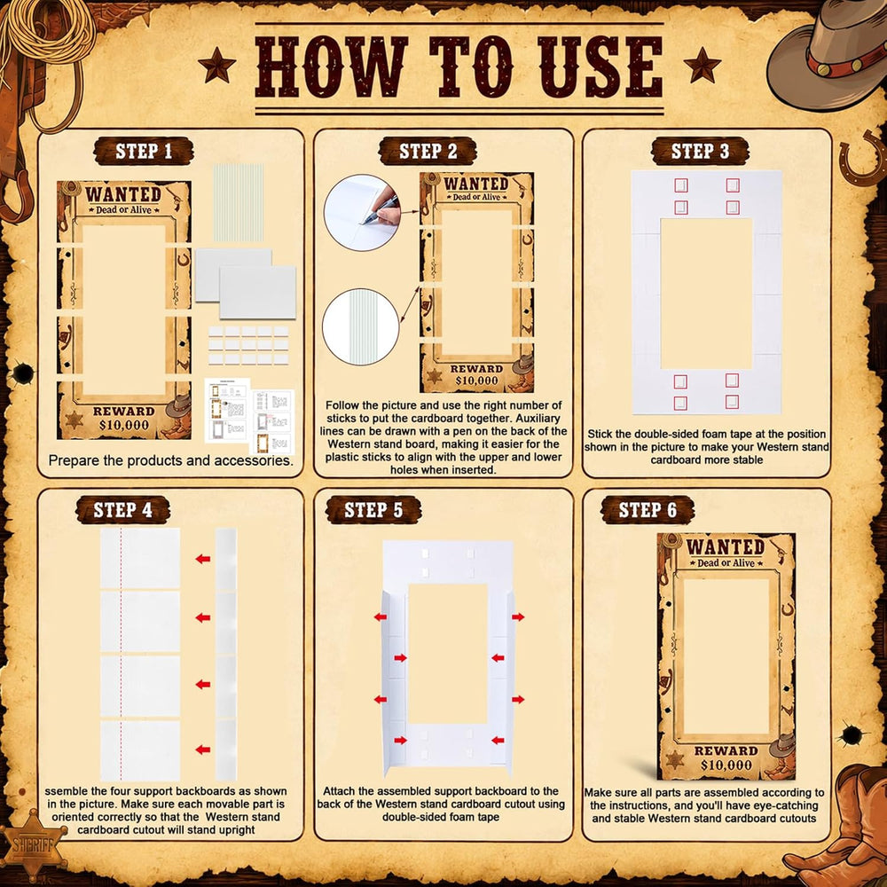 6 Ft Wanted Poster Photo Booth Prop Stand up Western Party Cutout
