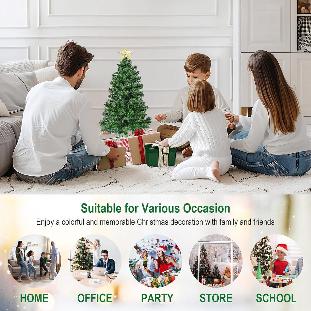 4FT Premium Hinged Artificial Holiday Small Mini Christmas Tree for Tabletop,...