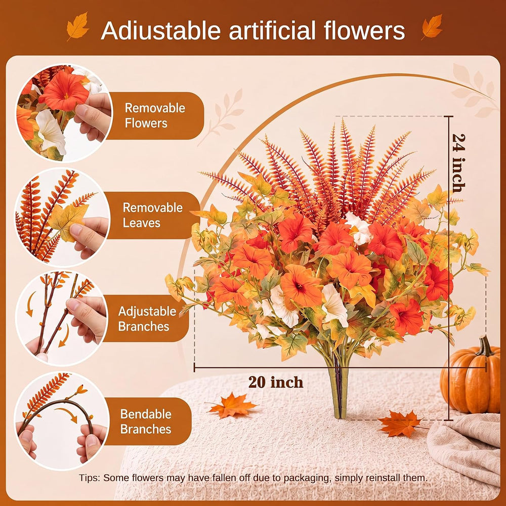Artificial Fall Flowers for Outdoors, Full Fake Petunias Decoration