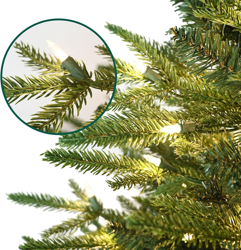 7.5ft Prelit Artificial Christmas Tree with 3348 PE PVC Tips, Premium Pre-Lit...