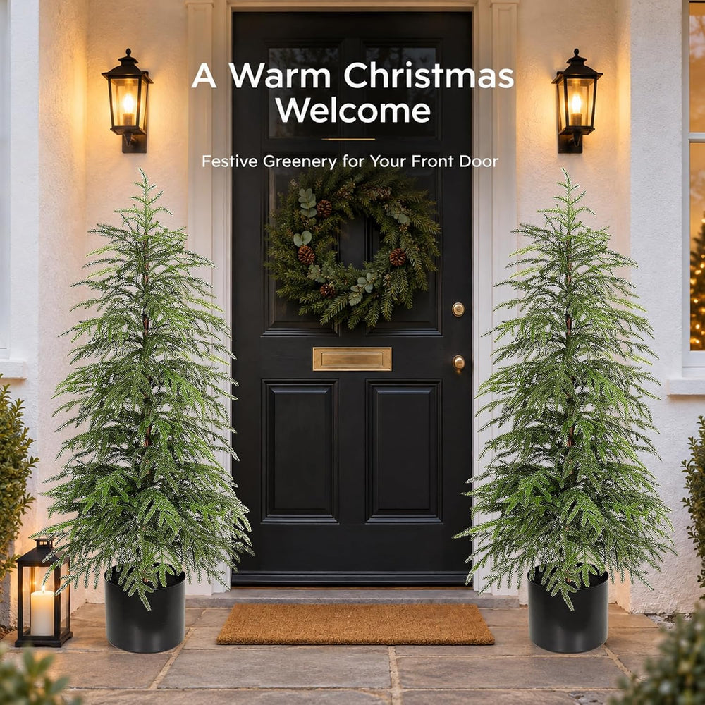 4FT Norfolk Pine Christmas Tree 2Pack, Soft Touch Potted Artificial Trees