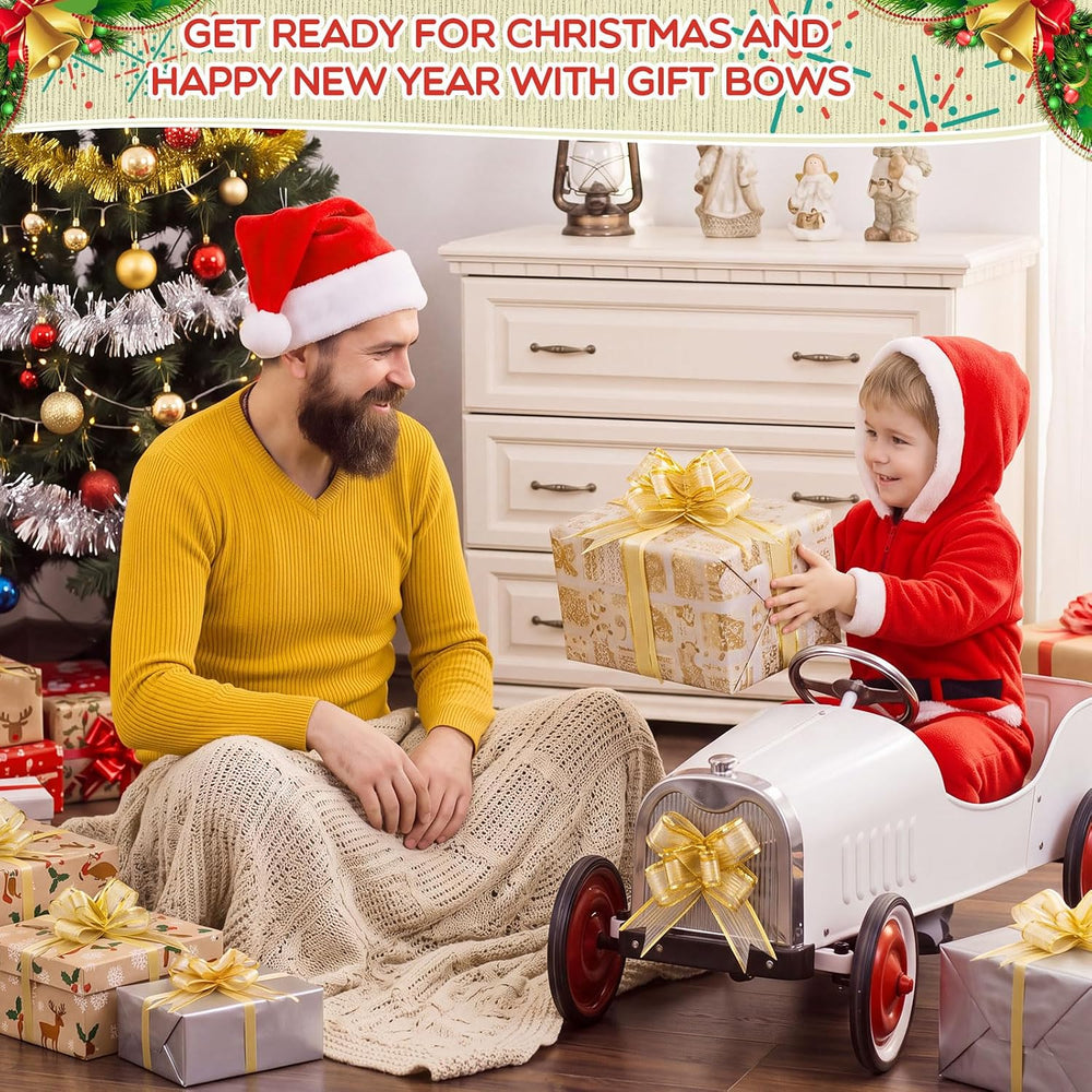 300 Pcs 3.5" Christmas Pull Bows for Gift Wrapping, Gold