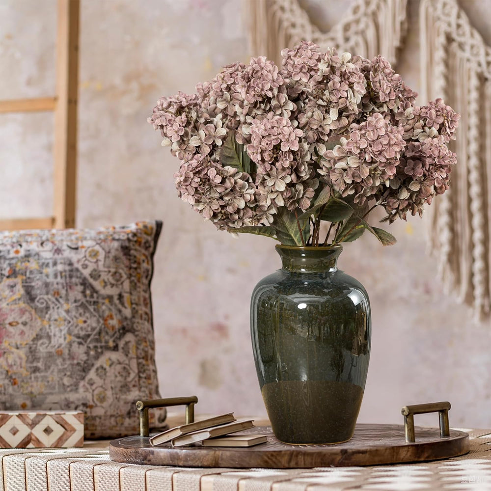Fake Flowers Hydrangea Silk Flowers with Stems,Brown Flowers Fall Hydrangea A...