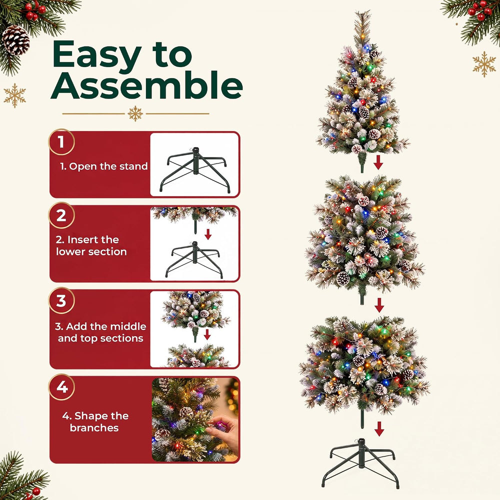 6FT Pre-Lit Pencil Christmas Tree, 250 Color Changing LED Lights