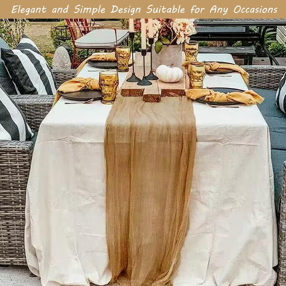 35x120 Inch Nude Cheesecloth Table Runner Neutral Boho Wedding Party Decor