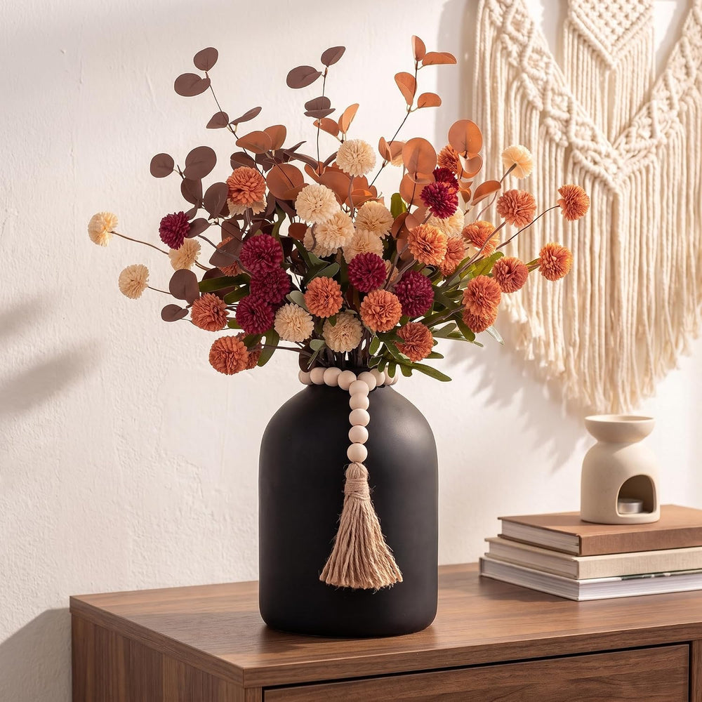 20''H Fake Fall Flowers in Large Black Vase for Centerpiece Table Dec...