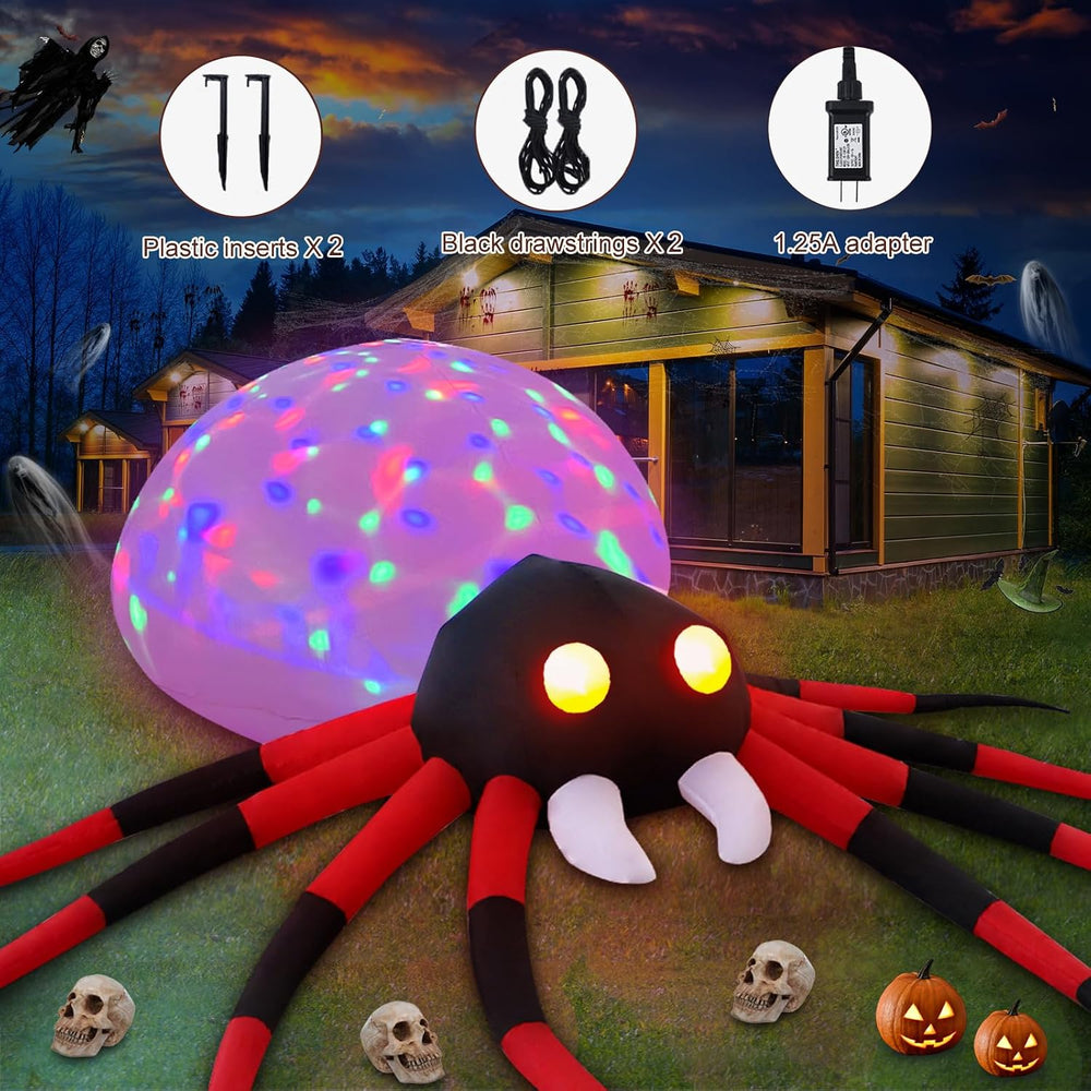 8.5 FT Spider Halloween Outdoor Inflatable Decoration with LED Lights, Holida...