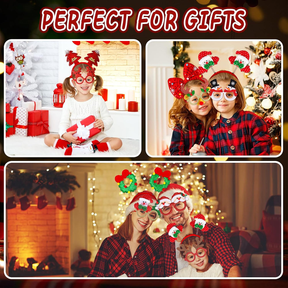 MGparty 32 Pack Christmas Glasses Frame and Headbands Set