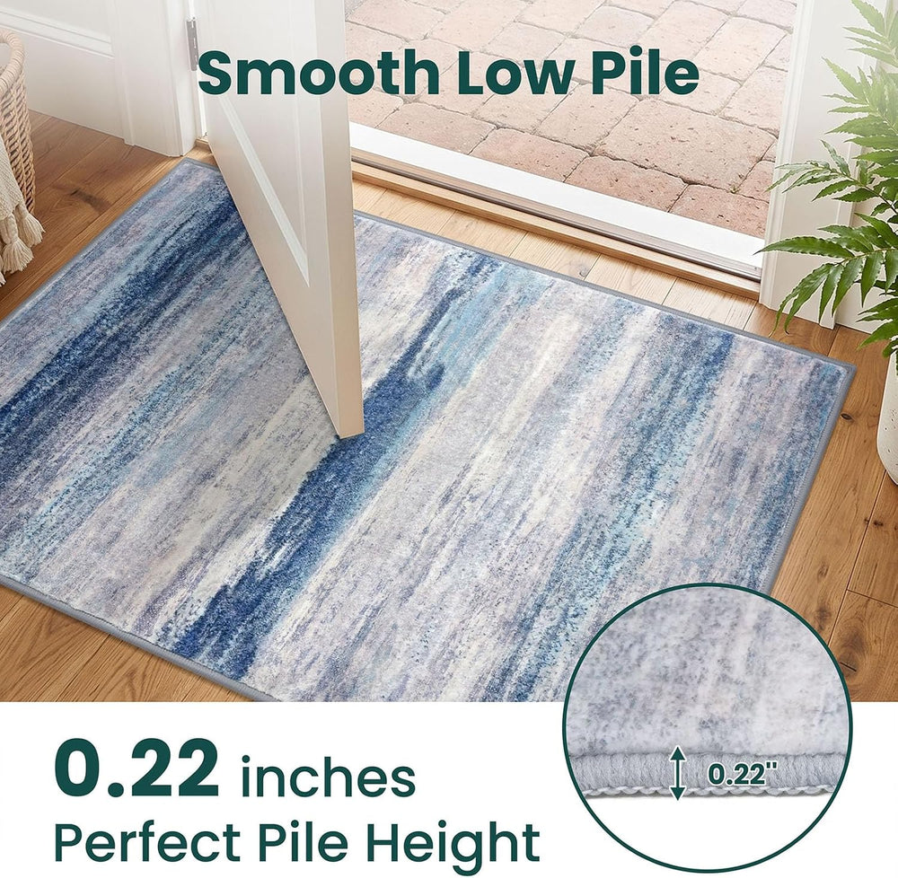 KOZYFLY Modern Washable Rug Runner 2x6 Runners For Hallways Blue/Grey/Beige