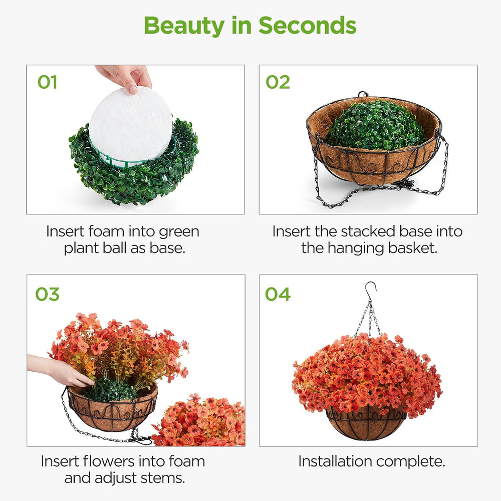 InnoGear Artificial Hanging Flowers for Outdoors Baskets Fall Decor, Orange